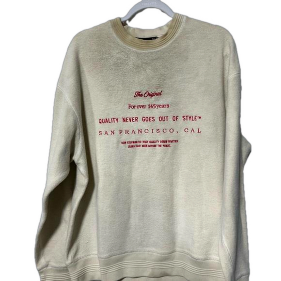 Levi Strauss & Co Vintage Cream|Red Crewneck Sz Medium - Picture 3 of 4